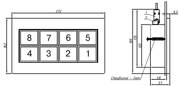 Монтажный чертёж ТС-2-8-IP54, ТС-2-8-01-IP54