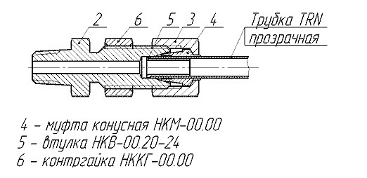Соединение штуцерное концевое с контргайкой (с трубкой TRN) Соединение штуцерное концевое с контргайкой (с трубкой TRN)